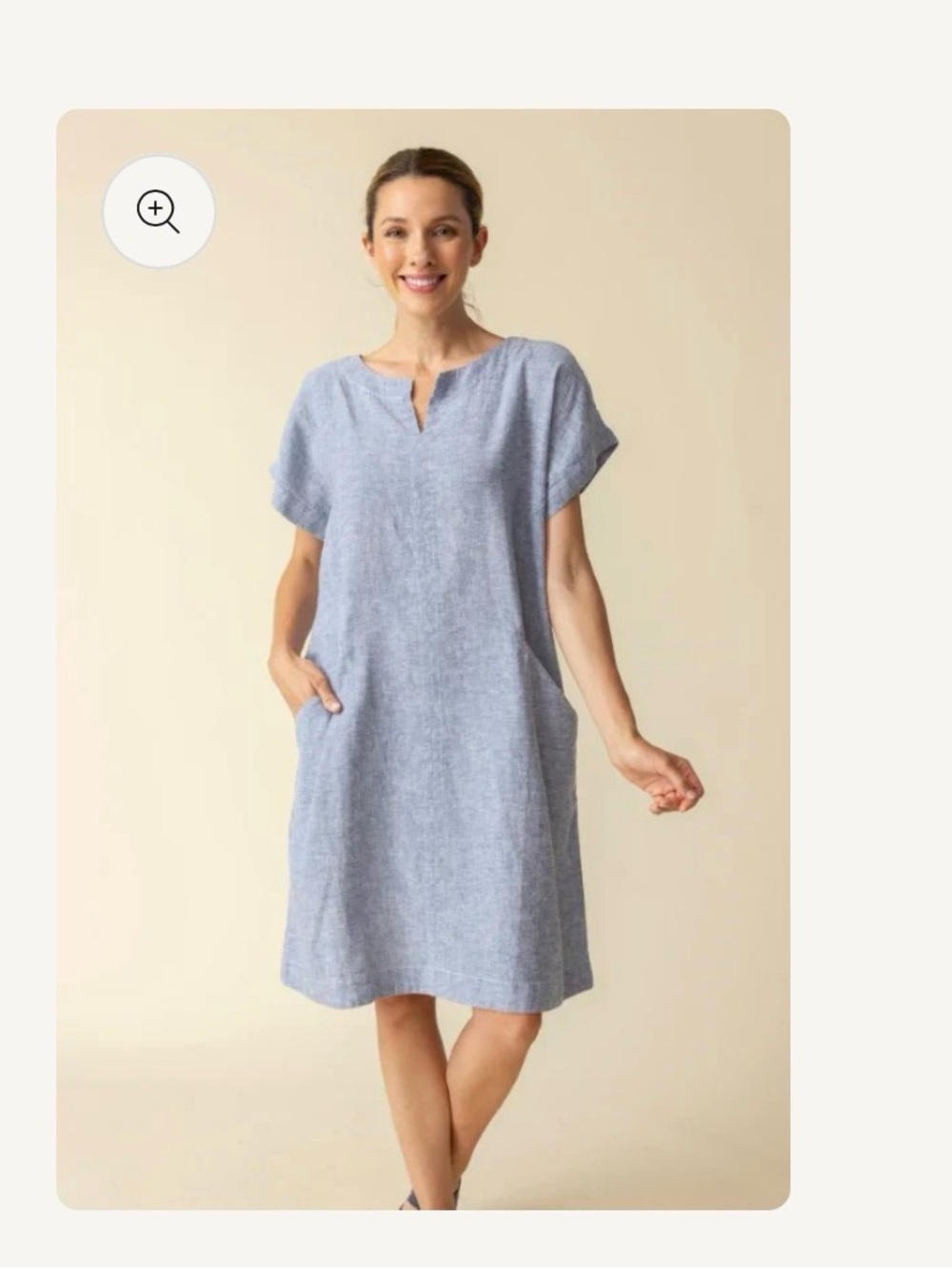 NWT-Habitat Bethany Dress in Indigo Linen, Sz L - Picture 2 of 9